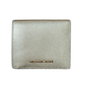 Michael by Michael Kors Women's Jet Set Travel Leather Card Case Gold EUC